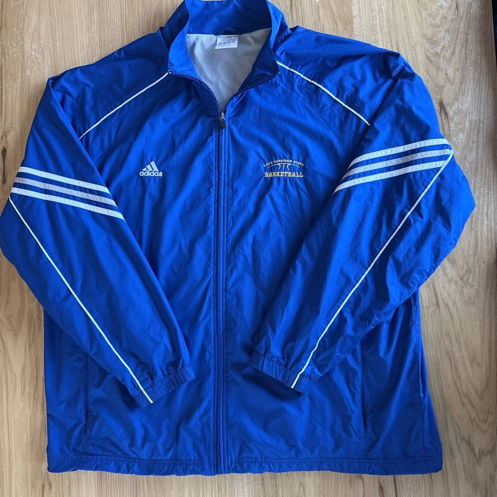 Adidas Lake Superior State University Men's ClimaLite Full Zip Blue Sz 2XL